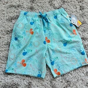Disney Mint Green Mickey Mouse Swim Shorts with Tropical Prints